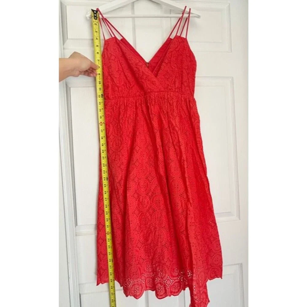 JCREW $198 Petite double-strap midi dress in eyelet Size 2P Coral Red